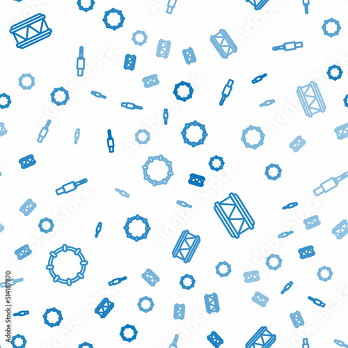 Set line Tambourine, Drum and Audio jack on seamless pattern. Vector