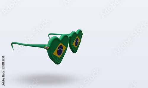 3d sunglasses love Brazil flag rendering left view