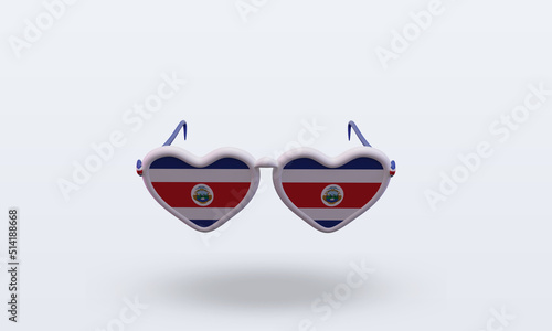 3d sunglasses love Costa Rica flag rendering front view