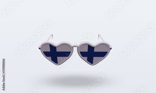 3d sunglasses love Finland flag rendering front view