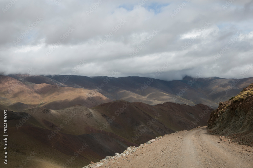 Naklejka premium Famous and mythical route 40 in Argentina in one of its most dangerous sections. From San Antonio de Los Cobres to Cachi
