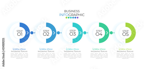 Modern infographic Timeline template can be used for workflow layout, diagram, number options, web design. Infographic business concept with 5 option, parts, steps or processes.