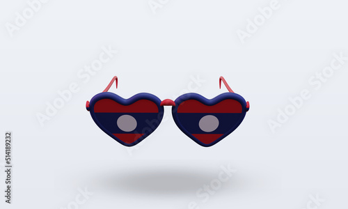 3d sunglasses love Laos flag rendering front view