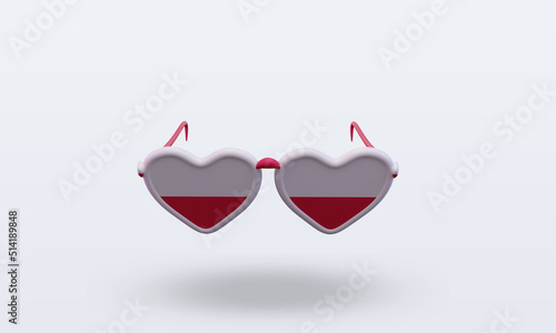 3d sunglasses love Poland flag rendering front view