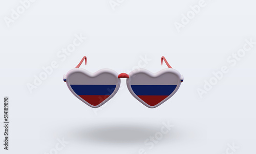 3d sunglasses love Russian flag rendering front view