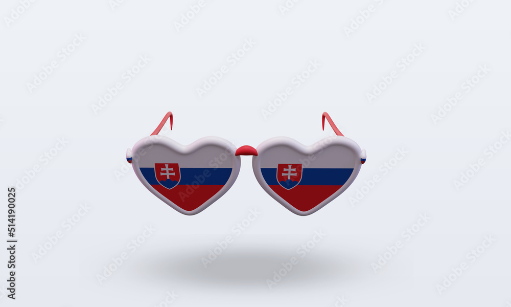 3d sunglasses love Slovakia flag rendering front view 3d sunglasses love Slovakia flag rendering front view