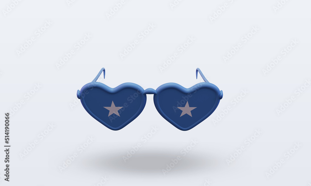 Fototapeta premium 3d sunglasses love Somalia flag rendering front view