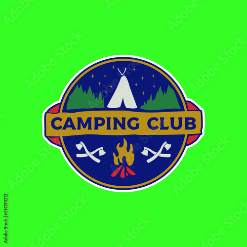 Badge Emblem Vintage Colorful Design Camping Club