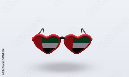 3d sunglasses love United Arab Emirates flag rendering front view