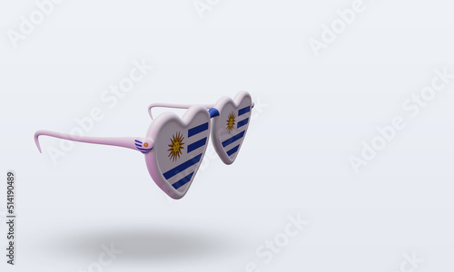 3d sunglasses love Uruguay flag rendering left view © dwiangga