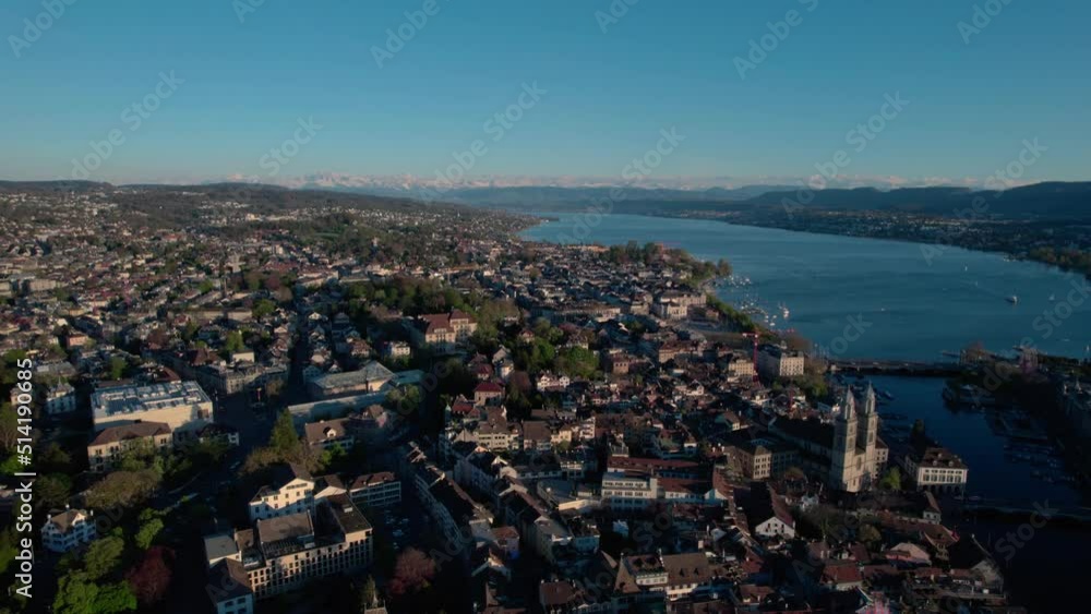 Astonishing aerial drone panorama cityscape view of Zurich, Switzerland, day Astonishing aerial drone panorama cityscape view of Zurich, Switzerland, day