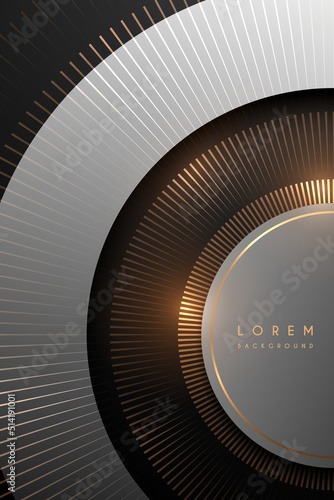 Abstract black and white circle shapes with golden elements