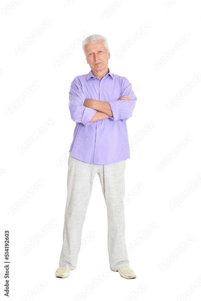 Portrait of smiling senior man on white background Portrait of smiling senior man on white background