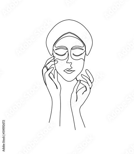 skin care one line illustration. line art woman beauty drawing design vector