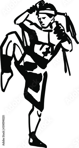the vector illustration sketch of the Muay Thai fighter