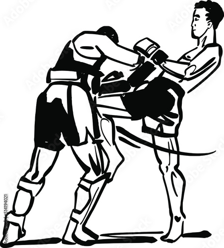 the vector illustration sketch of the Muay Thai fighter