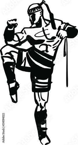 the vector illustration sketch of the Muay Thai fighter