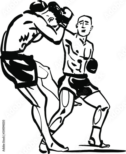 the vector illustration sketch of the Muay Thai fighter