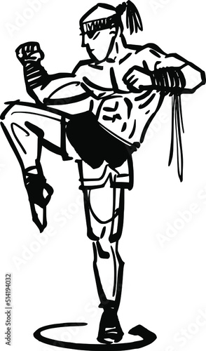 the vector illustration sketch of the Muay Thai fighter
