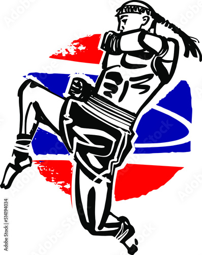 the vector illustration sketch of the Muay Thai fighter