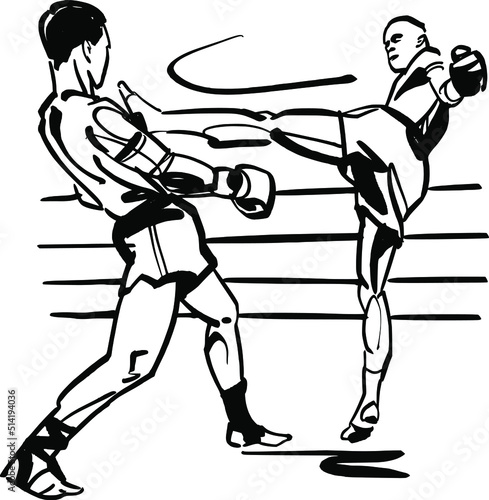 the vector illustration sketch of the Muay Thai fighter