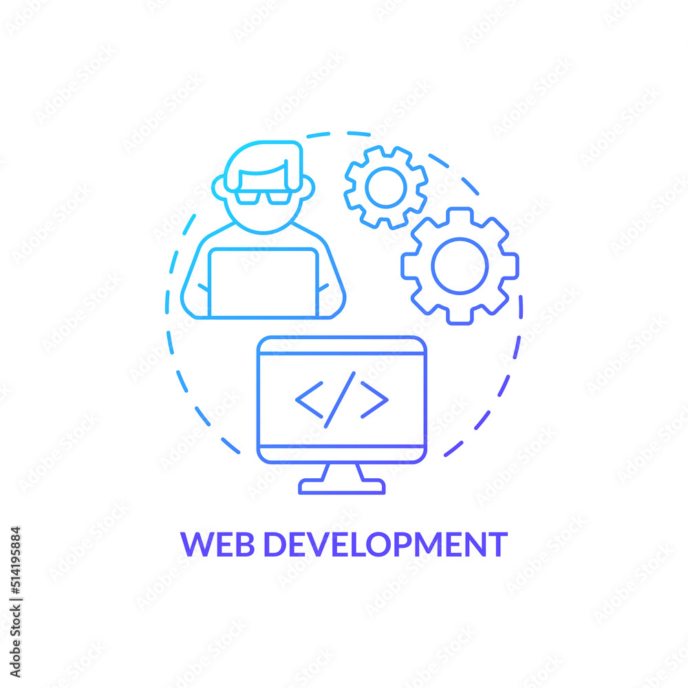 Web development blue gradient concept icon. Skill to learn abstract ...