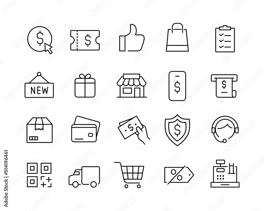 Shopping Icons - Vector Line. Editable Stroke. Shopping Icons - Vector Line. Editable Stroke.