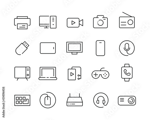 Devices Icons - Vector Line. Editable Stroke. 