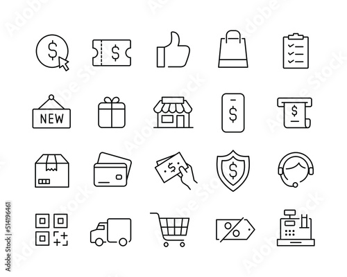 Shopping Icons - Vector Line. Editable Stroke. 