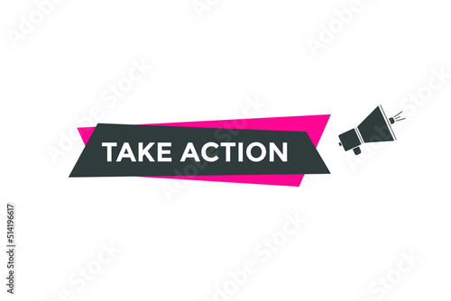 Take Action text social media banner promotion. Take Action label colorful © creativeKawsar