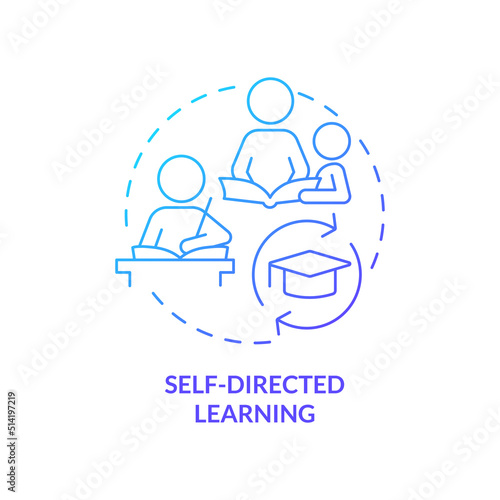 Self-directed learning blue gradient concept icon. Child development basic abstract idea thin line illustration. Intrinsic motivation. Isolated outline drawing. Myriad Pro-Bold font used