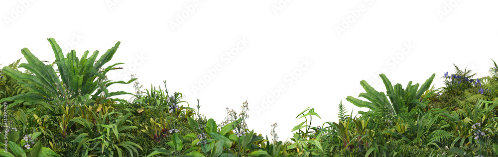 3d render close up Flowers and trees on a white background 3d render close up Flowers and trees on a white background