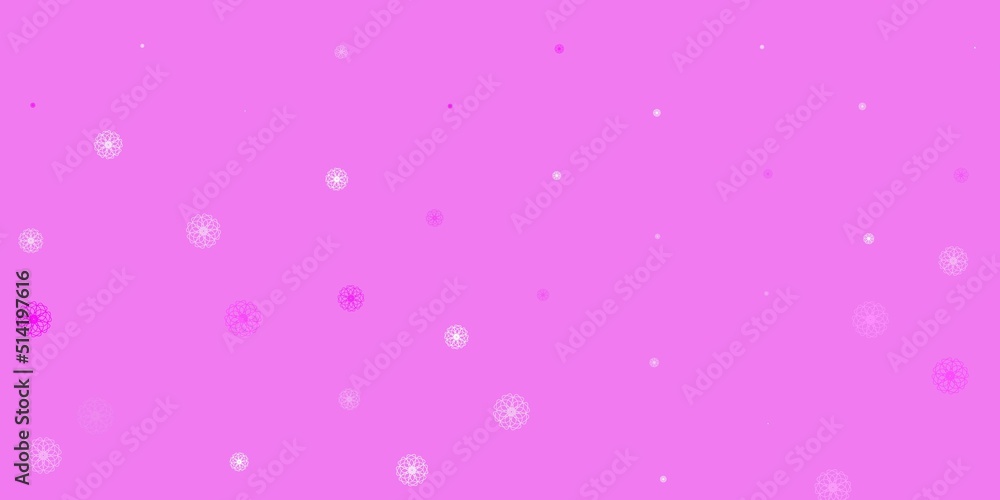 Light purple, pink vector doodle background with flowers.