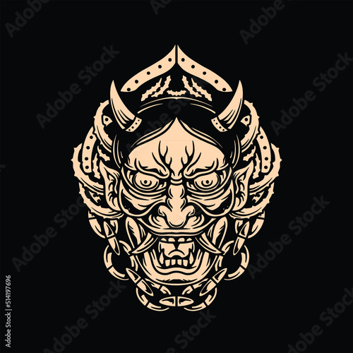chained oni tattoo vector design