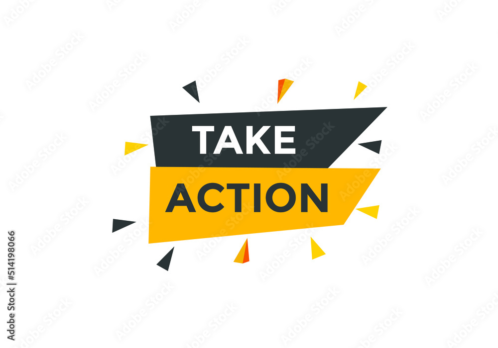 Take Action text social media banner promotion. Take Action label colorful Take Action text social media banner promotion. Take Action label colorful