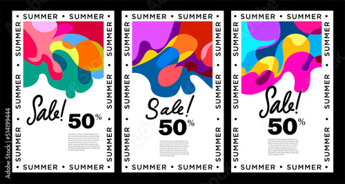 Summer colorful abstract fluid background. Sale 50% discount