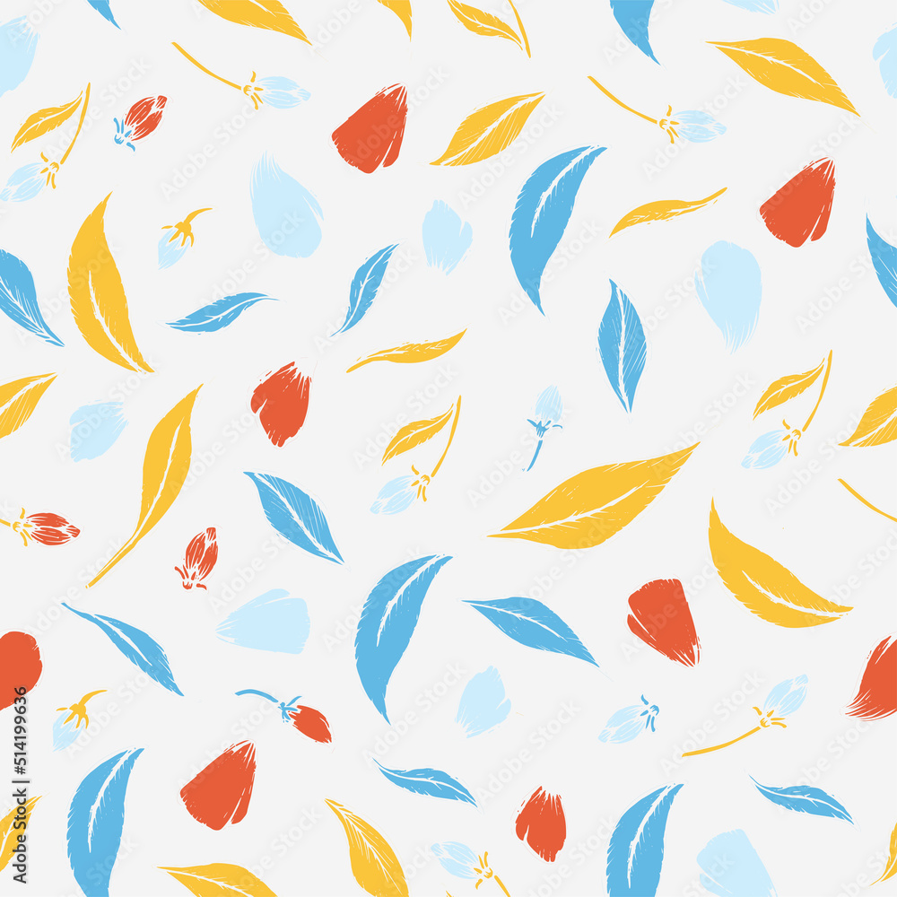 Fototapeta premium Pattern Colorful Leaves withoutline and color for print, design, decor, textile