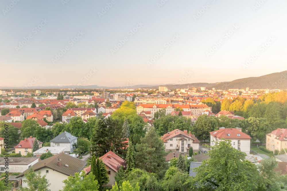 Early morning view on Maribor city in Slovenia. Maribor is second-largest city in Slovenia.