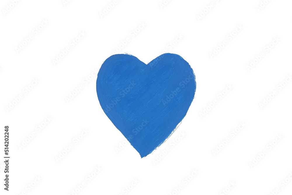 Blue watercolor brush look like an heart on whtie background,Pink,Red heart concept