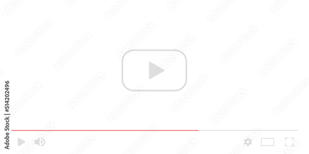 Video player screen. Play movie vector template. Music video interface mockup. Web video browser display with play button. Isolated template on white background. Video player screen. Play movie vector template. Music video interface mockup. Web video browser display with play button. Isolated template on white background.