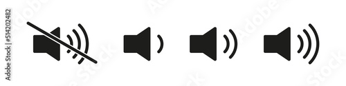 Sound icon. Volume mute sign. Audio speaker mute volume vector set. Quiet sign isolated on white background.