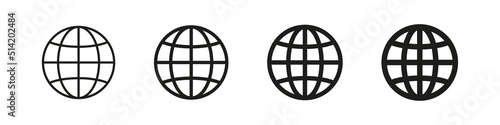 Globe icon. World sign. Internet vector symbol. International simple sign isolated on white background.