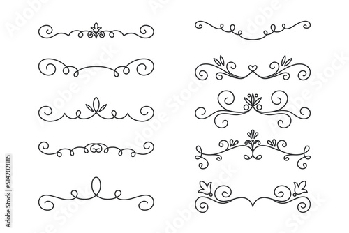 Vector Decorative Linear Borders Set. Vintage Frame Design Elements, Filigree, Decorative Borders, Page Decorations, Dividers