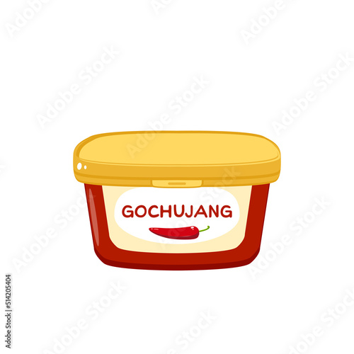Package of traditional korean gochujang sauce. Vector illustration cartoon icon isolated on white background.