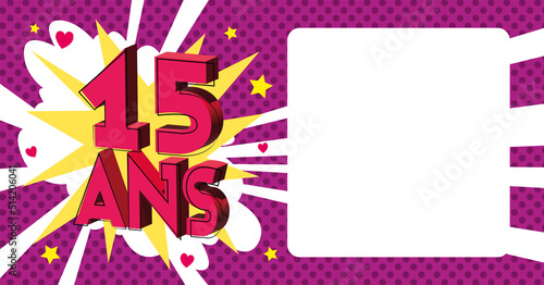 15 ans Carte Anniversaire BirthDay popart Rose CC