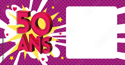 50 ans Carte Anniversaire BirthDay popart Rose CC