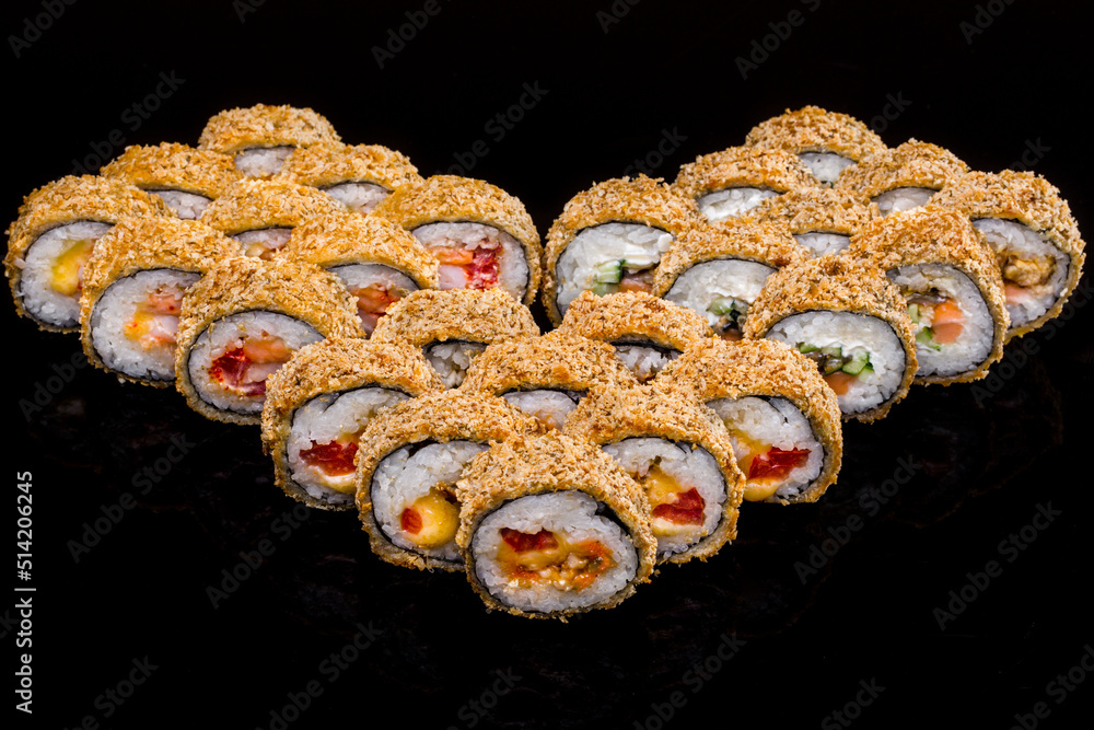 Rolls in batter with fish Rolls in batter with fish