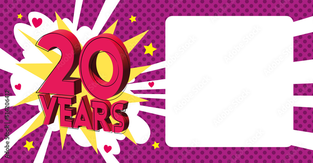 20 ans Carte Anniversaire popart Rose CC 20 ans Carte Anniversaire popart Rose CC