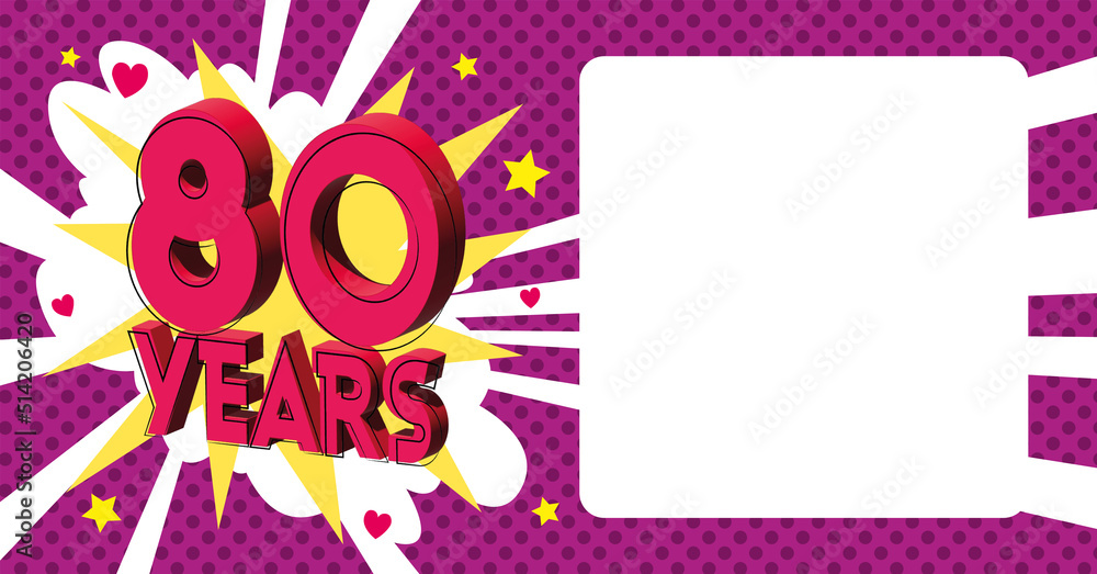 80 ans Carte Anniversaire popart Rose CC 80 ans Carte Anniversaire popart Rose CC