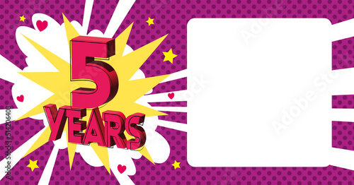 5 ans Carte Anniversaire popart Rose CC